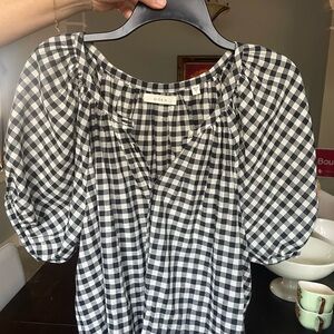 Doen June Gingham Blouse Black and White Checkered Women's Top NWOT